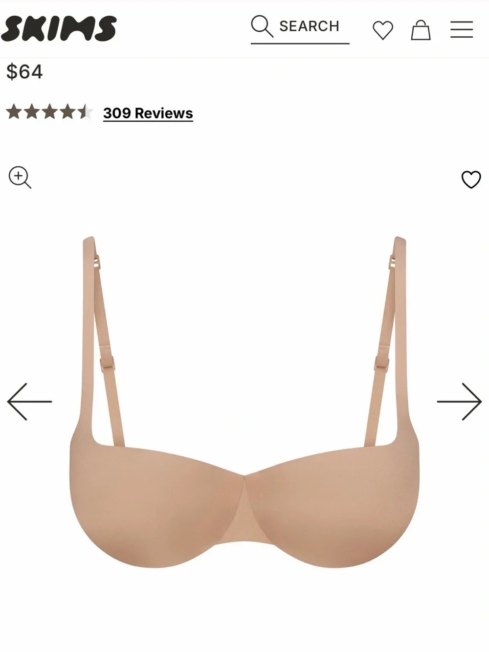 NWT SKIMS Balconette Push-Up Bra in clay - Picture 1 of 5